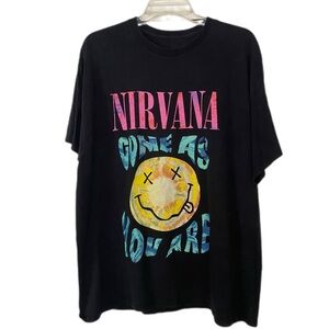 Nirvana Graphic T-Shirt Black Crewneck Short Sleeve Size XL